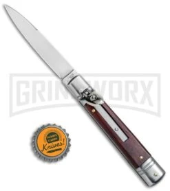 AKC 7.75" Slimline Lever Lock Cocobolo Automatic Knife - Flat -Kershaw Shop AKC Slimline LL Auto Cocobolo Satin Flat BHQ 79857 jr bottlecap large