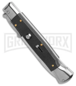 AKC 10" Black G-10 Roma Black Swinguard Automatic Knife - Satin Plain -Kershaw Shop AKC Swinguard 10 in Auto Italian Bayonet Stiletto Black G 10 4in Satin GX 42426 td spine large