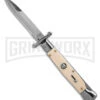 AKC 9" Italian Stiletto Swinguard Sim Ivory Automatic Knife - Polish Plain -Kershaw Shop AKC Swinguard 9in Automatic Italian Stiletto Sim Ivory 4in Polish Bayonet BHQ 18088620hd large