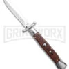 AKC 9" Snakewood Auto Swinguard Knife Italian Stiletto W/ Case - Satin Plain