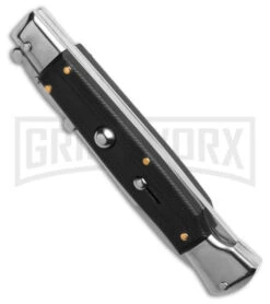 AKC 9" Italian Stiletto Swinguard Black G10 Automatic Knife W/Sheath- Bayonet -Kershaw Shop AKC Swinguard 9in Automatic Stiletto Black G10 w Sheath 4in Satin Bayonet BHQ 189371 hd spine large