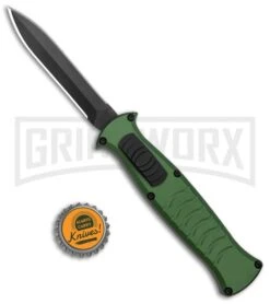 AKC X-treme EVO Green OTF Automatic Knife - Dagger Black Plain -Kershaw Shop AKC X treme EVO OTF Auto Dagger Green Black GX 37364 jr bottlecap large