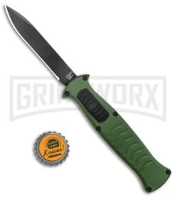 AKC X-treme EVO Green OTF Automatic Knife - Black Plain -Kershaw Shop AKC X treme EVO OTF Auto Green Black BHQ 105414 jr bottlecap 2 large
