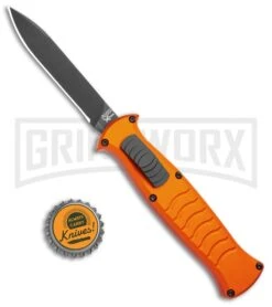 AKC X-treme EVO Orange OTF Automatic Knife - Black Plain -Kershaw Shop AKC X treme EVO OTF Auto Orange Black BHQ 105416 jr bottlecap large