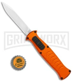 AKC X-treme EVO Orange OTF Automatic Knife - Satin Plain -Kershaw Shop AKC X treme EVO OTF Auto Orange Satin BHQ 114657 jr bottlecap large