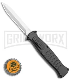 AKC X-treme EVO Black OTF Automatic Knife - Satin Plain Dagger -Kershaw Shop AKC X treme EVO OTF Automatic Knife Black 3.5 Satin Dagger BHQ 119723 LS Bottlecap large