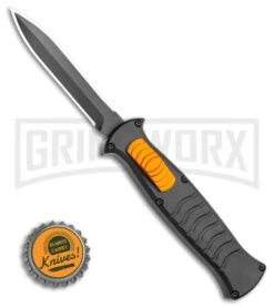 AKC X-treme EVO Black / Orange Slide OTF Automatic Knife - Black Plain Dagger -Kershaw Shop AKC X treme EVO OTF Automatic Knife Black Orange Slide 3.5 Black Dagger BHQ 119626 LS Bottlecap large