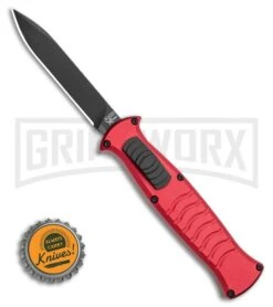 AKC X-treme EVO RB OTF Automatic Knife - Red Black Plain -Kershaw Shop AKC X treme EVO OTF Automatic Knife Red 3.5in Black EVO ROB BHQ 115345 LS Bottlecap large