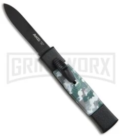 AKC Minion Concord Arctic Camo OTF Automatic Knife - Black Flat