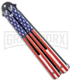 American Flag Balisong Butterfly Knife Black - Blade Pain -Kershaw Shop American Flag Balisong Butterfly Black Blade BF 202 5 GX 37597 jr side large