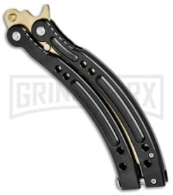Andux CS Black Balisong Butterfly Trainer - Gold Holes -Kershaw Shop Andux C S Black Balisong Butterfly Trainer Gold Holes AB000929 BP 24577 jr side large