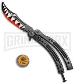Andux CS Black Balisong Butterfly Trainer - Shark Bomber Plain -Kershaw Shop Andux C S Black Balisong Butterfly Trainer Shark Bomber Plain A0002818 BP 24573 jr bottlecap large