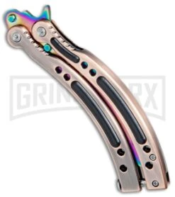 Andux CS Bronze/Black Balisong Butterfly Trainer - Spectrum Holes -Kershaw Shop Andux C S Bronze Black Balisong Butterfly Trainer Spectrum Holes A0002545 BP 24575 jr side large