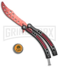 Andux CS Red/Black Balisong Butterfly Trainer - Red Holes -Kershaw Shop Andux C S Red Black Balisong Butterfly Trainer Red Holes A0002544 BP 24581 jr bottlecap large