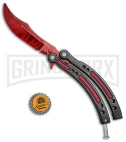 Andux CS Red/Black Balisong Butterfly Trainer - Red Plain -Kershaw Shop Andux C S Red Black Balisong Butterfly Trainer Red Plain A0002538 BP 24571 jr bottlecap large