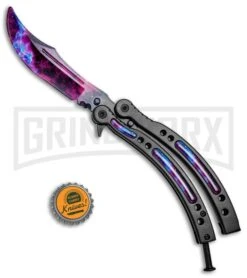Andux CS Stardust/Black Balisong Butterfly Trainer - Stardust Plain -Kershaw Shop Andux C S Stardust Black Balisong Butterfly Trainer Stardust Plain A0002823 BP 24574 jr bottlecap large