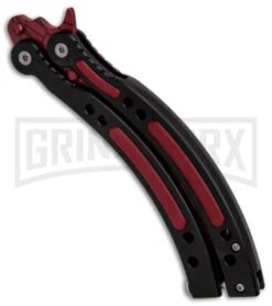 Andux CS Balisong Black Butterfly Knife W/ Red Inlays - Bowie Red Spider Web -Kershaw Shop Andux CS Balisong Black Butterfly Red Inlays Bowie Red Spider Web GX 32300 er spine large