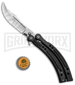 Andux CS Black Balisong Butterfly Knife W/ Black Inlays - Bowie Satin Plain -Kershaw Shop Andux CS Black Balisong Butterfly Black Inlays Bowie Satin Plain PK 8 GX 33140 jr bottlecap large