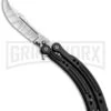 Andux CS Black Balisong Butterfly Knife W/ Black Inlays - Bowie Satin Plain -Kershaw Shop Andux CS Black Balisong Butterfly Black Inlays Bowie Satin Plain PK 8 GX 33140 jr large