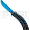 Andux CS Black Balisong Butterfly Knife W/ Blue Inlays - Bowie Blue Plain -Kershaw Shop Andux CS Black Balisong Butterfly Blue Inlays Bowie Blue Plain PBF4T BF310477 4 GX 33138 jr large