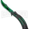 Andux CS Black Balisong Butterfly Knife W/ Green Inlays - Bowie Green Plain