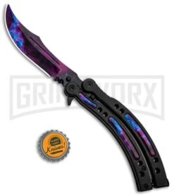 Andux CS Black Balisong Butterfly Knife W/ Stardust Inlays - Bowie Stardust -Kershaw Shop Andux CS Black Balisong Butterfly Stardust Inlays Bowie Startdust PBF7T GX 33139 jr bottlecap large