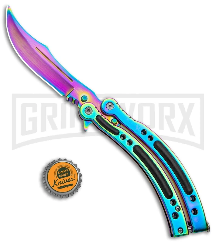 Andux CS Spectrum Balisong Butterfly Knife W/ Black Inlay -Bowie Spectrum Plain 6 Andux CS Spectrum Balisong Butterfly Knife W/ Black Inlay -Bowie Spectrum Plain - Image 4