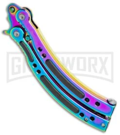 Andux CS Spectrum Balisong Butterfly Knife W/ Black Inlay -Bowie Spectrum Plain 8 Andux CS Spectrum Balisong Butterfly Knife W/ Black Inlay -Bowie Spectrum Plain -Kershaw Shop Andux CS Spectrum Balisong Butterfly Black Inlay Bowie Spectrum Plain GX 35605 jr side large