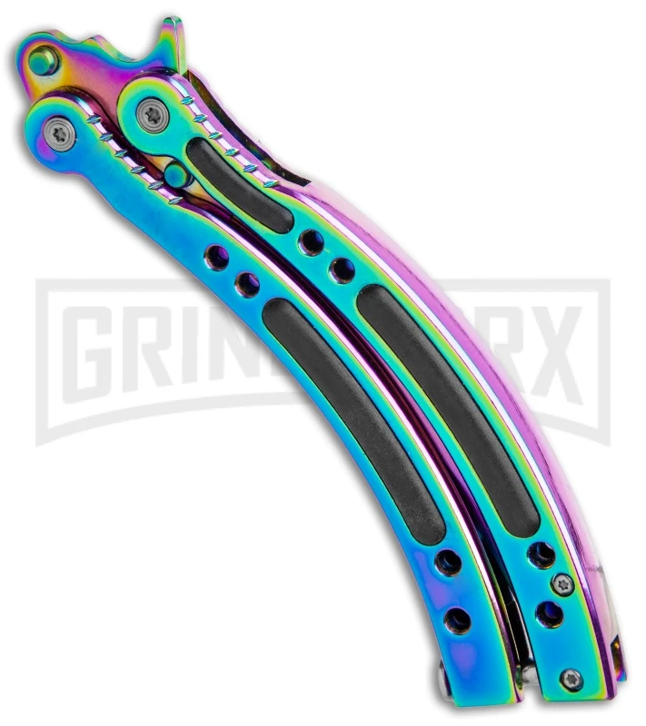 Andux CS Spectrum Balisong Butterfly Knife W/ Black Inlay -Bowie Spectrum Plain 4 Andux CS Spectrum Balisong Butterfly Knife W/ Black Inlay -Bowie Spectrum Plain - Image 2