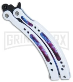 Andux CS White/Stardust Balisong Butterfly Trainer - Stardust Holes -Kershaw Shop Andux CS White Stardust trainer stardust holes BP 24583 er spine large