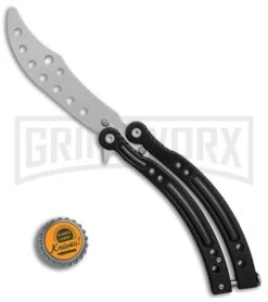 Andux CS Black Balisong Butterfly Trainer - Satin Holes -Kershaw Shop Andux CS black trainer satin holes BP 24582 er bottlecap large