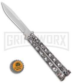 Andux Skull Fly Gray Butterfly Knife - Polished Bayo -Kershaw Shop Andux Skull Fly Gray Butterfly Knife Polished Bayo GX 32722 er bottlecap large
