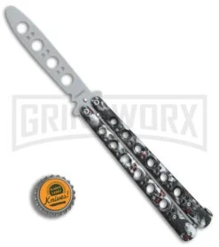 Andux Skull Fly Gray Butterfly Trainer - Satin -Kershaw Shop Andux Skull Fly Gray trainer satin BP 24589 er bottlecap large