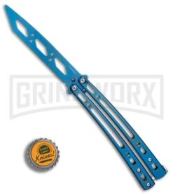 Andux Spectre Blue Balisong Butterfly Trainer - Tanto Blue -Kershaw Shop Andux Spectre Blue trainer tanto blue BP 24593 er bottlecap large
