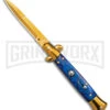 9" Anomaly Stiletto Blue Pearlex Automatic Knife - Gold Bayo -Kershaw Shop Anomaly 9in stiletto blue pealex ak gold bayo gx 39374 td large