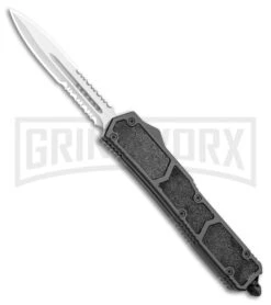Atomic Slim Dagger Black OTF Automatic Knife - Satin Serr