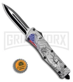 Atomic Defender Large OTF Automatic Knife American Liberty - Two Tone Dagger -Kershaw Shop Atomic Defender American Liberty Automatic Knife Black Dagger GX 33833 ns bottlecap large