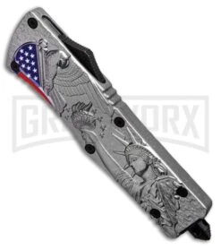 Atomic Defender Large OTF Automatic Knife American Liberty - Two Tone Dagger -Kershaw Shop Atomic Defender American Liberty Automatic Knife Black Dagger GX 33833 ns spine large