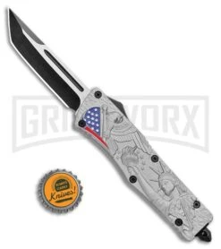 Atomic Defender Large OTF Automatic Knife American Liberty - Two Tone Tanto -Kershaw Shop Atomic Defender American Liberty DA Auto Tanto TT GX 34096 jr bottlecap large