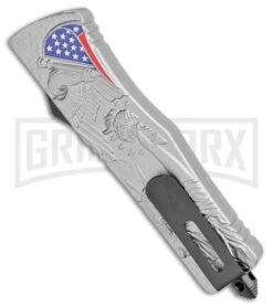 Atomic Defender Large OTF Automatic Knife American Liberty - Two Tone Tanto -Kershaw Shop Atomic Defender American Liberty DA Auto Tanto TT GX 34096 jr side large