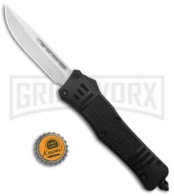 Atomic Defender Large OTF Automatic Knife Black - Satin Drop Point -Kershaw Shop Atomic Defender Black OTF Auto Satin Plain GX 33725 jr bottlecap large