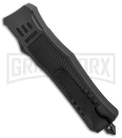 Atomic Defender Large OTF Automatic Knife Black - Satin Drop Point -Kershaw Shop Atomic Defender Black OTF Auto Satin Plain GX 33725 jr side large