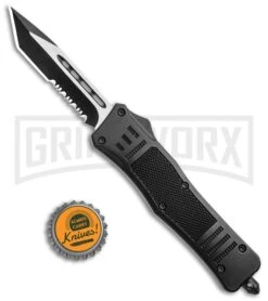 Atomic Defender Medium OTF Automatic Knife Black - Serr Two Tone Tanto -Kershaw Shop Atomic Defender Black OTF Auto Tanto TT Serr GX 36396 jr bottlecap large