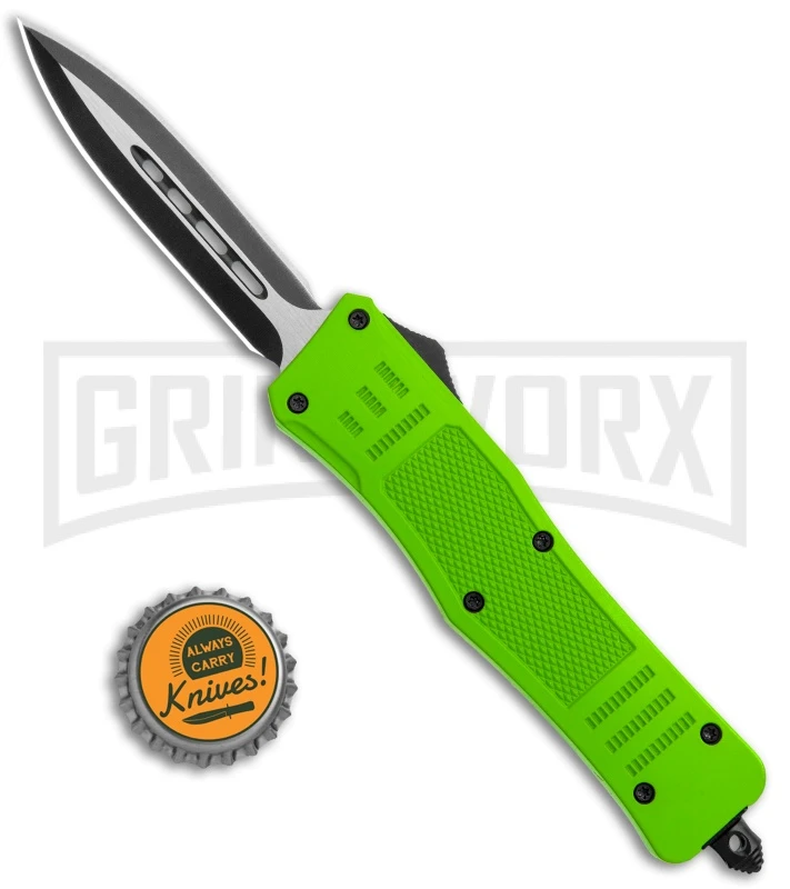 Atomic Defender Mini OTF Automatic Knife Zombie Green - Plain Two Tone Dagger 7 Atomic Defender Mini OTF Automatic Knife Zombie Green - Plain Two Tone Dagger - Image 5
