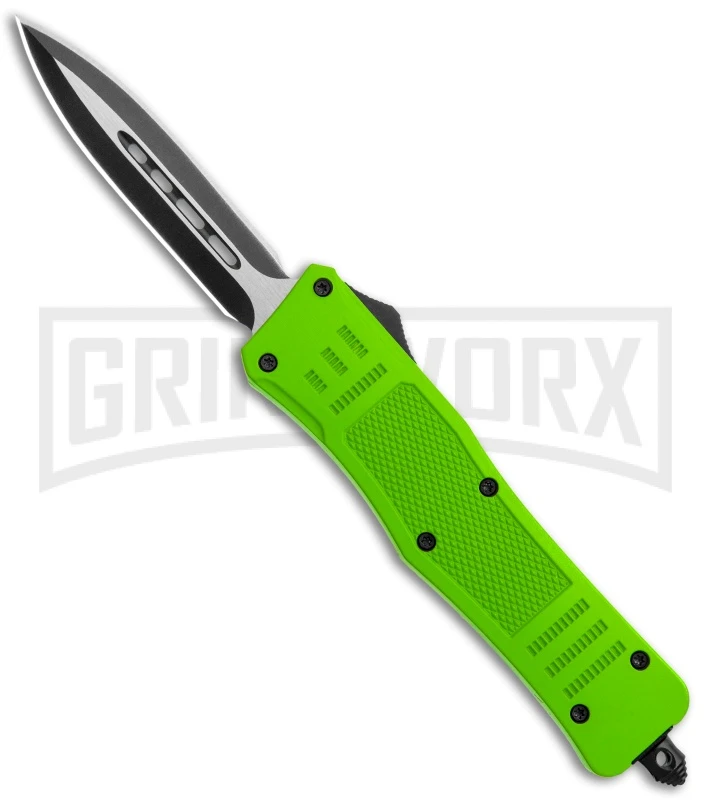 Atomic Defender Mini OTF Automatic Knife Zombie Green - Plain Two Tone Dagger 3 Atomic Defender Mini OTF Automatic Knife Zombie Green - Plain Two Tone Dagger