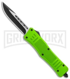 Atomic Defender Medium OTF Automatic Knife Zombie Green - Plain Two Tone