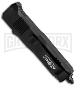 Atomic Shield Drop Point Black OTF Automatic Knife - Two-Tone Serrated -Kershaw Shop Atomic Defender DP Black OTF Auto TT Serr 19604 GX 30987 jr side large