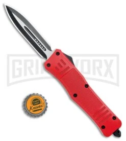 Atomic Defender Large OTF Automatic Knife Red - Two Tone Dagger -Kershaw Shop Atomic Defender Dagger Red OTF Auto TT GX 33967 jr bottlecap large