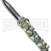 Atomic Defender Medium OTF Automatic Knife White/Green Skull - Two Tone Dagger -Kershaw Shop Atomic Defender Dagger Skull OTF Auto TT GX 36264 jr large