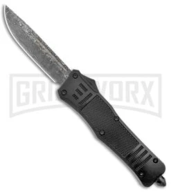 Atomic Defender Large Drop Point Black OTF Automatic Knife (3.875" Damascus)